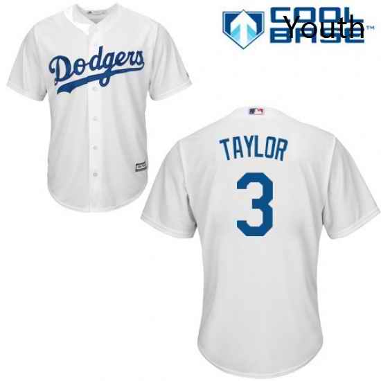 Youth Majestic Los Angeles Dodgers 3 Chris Taylor Replica White Home Cool Base MLB Jersey